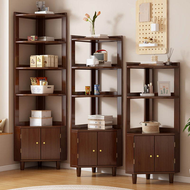 Art Deco Lumber Accent Cabinet Wood Color/Sepia Nook with Storage Cabinet, Pull Knobs and 5 Exterior Shelves/4 Exterior Shelves/3 Exterior Shelves - image 3