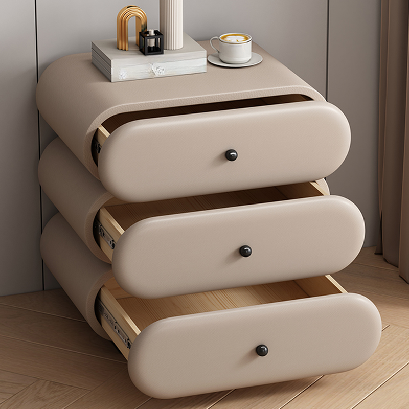 Old School 3-Tier Pleather Countertop Drawer Storage Nightstand - image 11