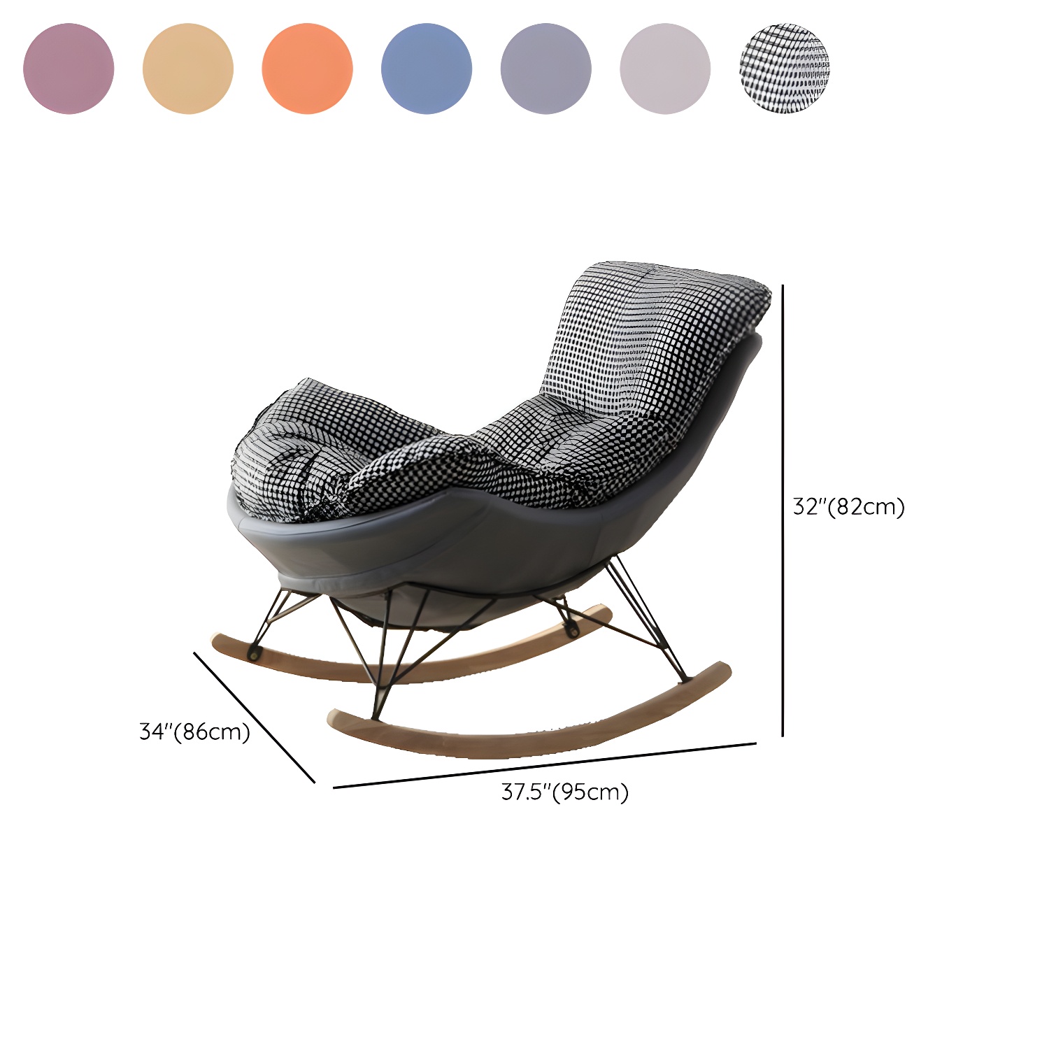 Modern Upholstered Rocking Chair with Ottoman Set - Natural Wood Legs - image 23