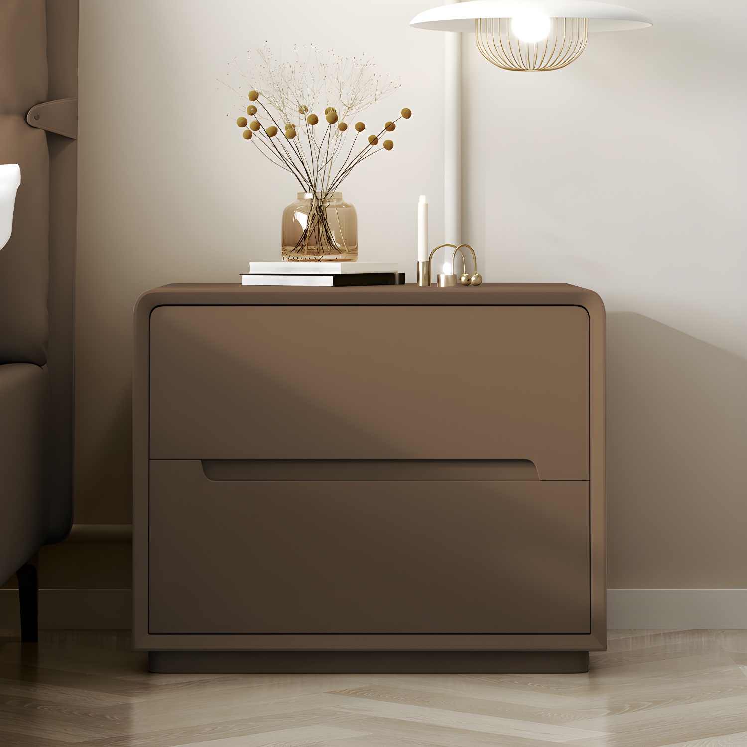 Modern Wood Drawer Nightstand for Small Spaces with 2 Drawers in Narrow Design - image 4