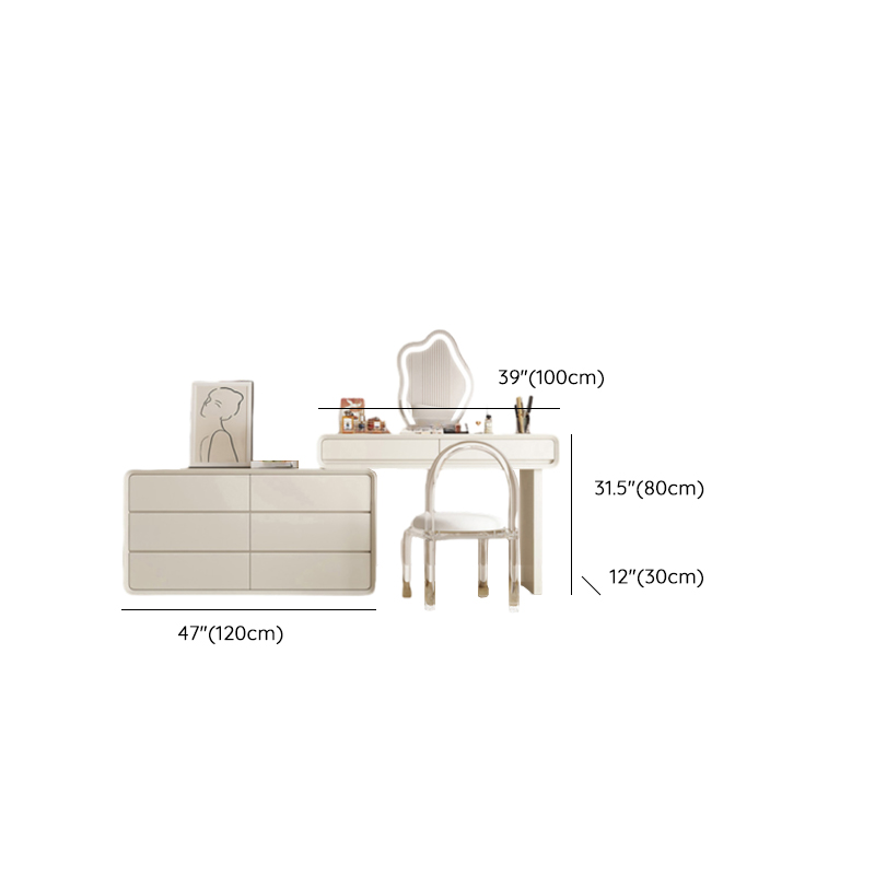 Standard Length Vanity Set with Upholstered Chair in Chalk, Synthetic Frame, and Lighted Mirror Including Seat - image 23