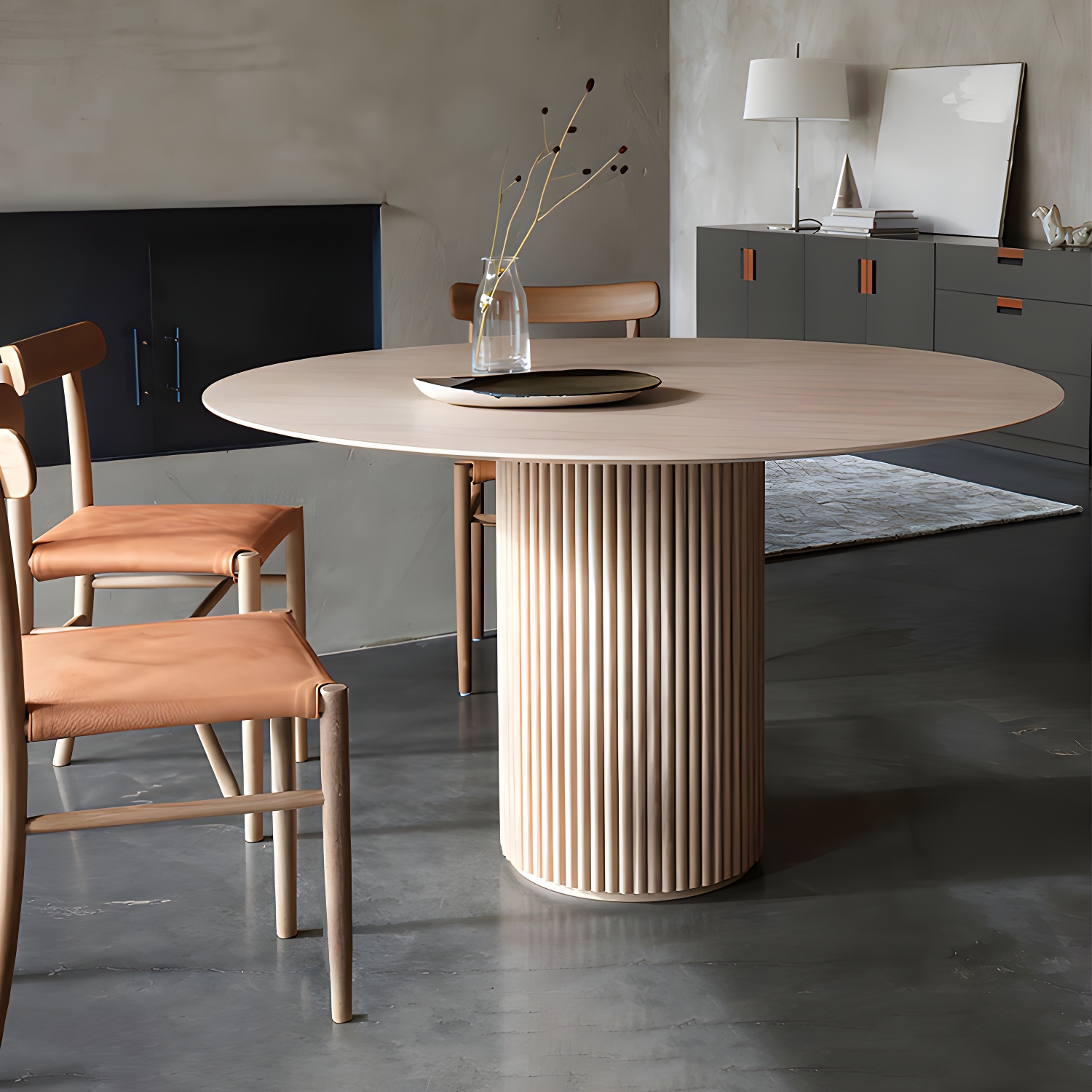 Round Shape Home Dining Table Modern Wooden Dining Room Table