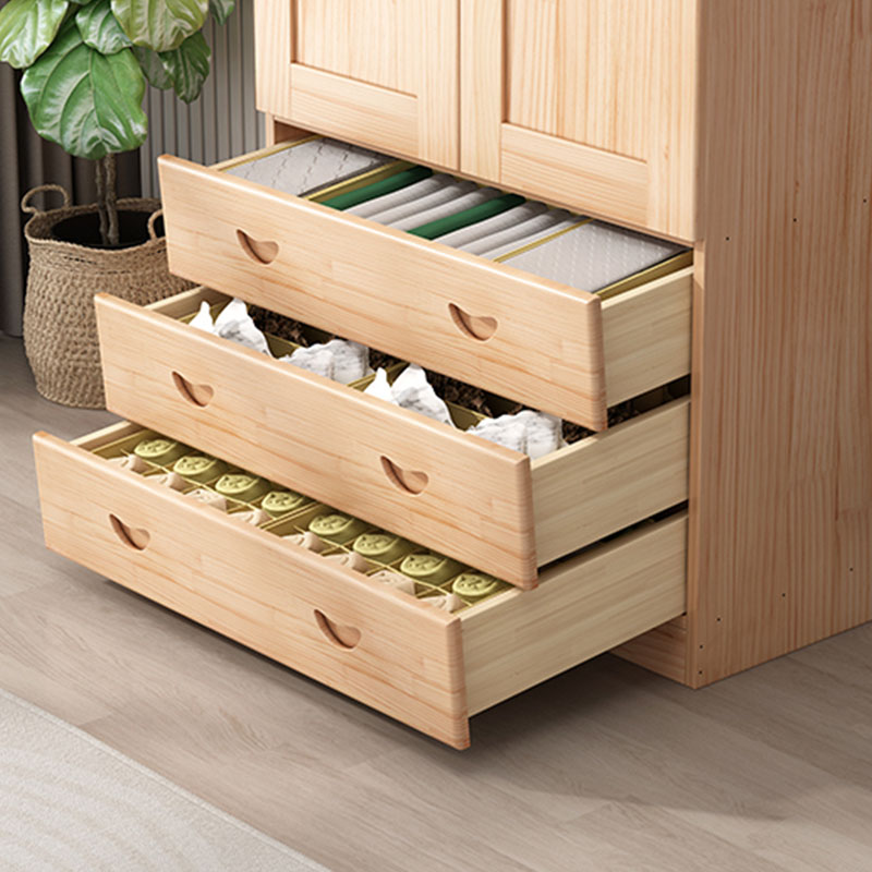 Scandinavian Natural Wood Wardrobe Armoire - 50cm Width - Drawers Included - image 6