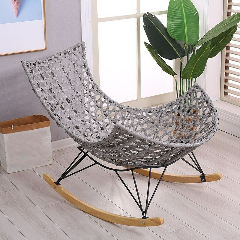 Stylish Wicker & Rattan Rocking Chair with Natural Wood Legs - Perfect for Modern Home Décor - image 3