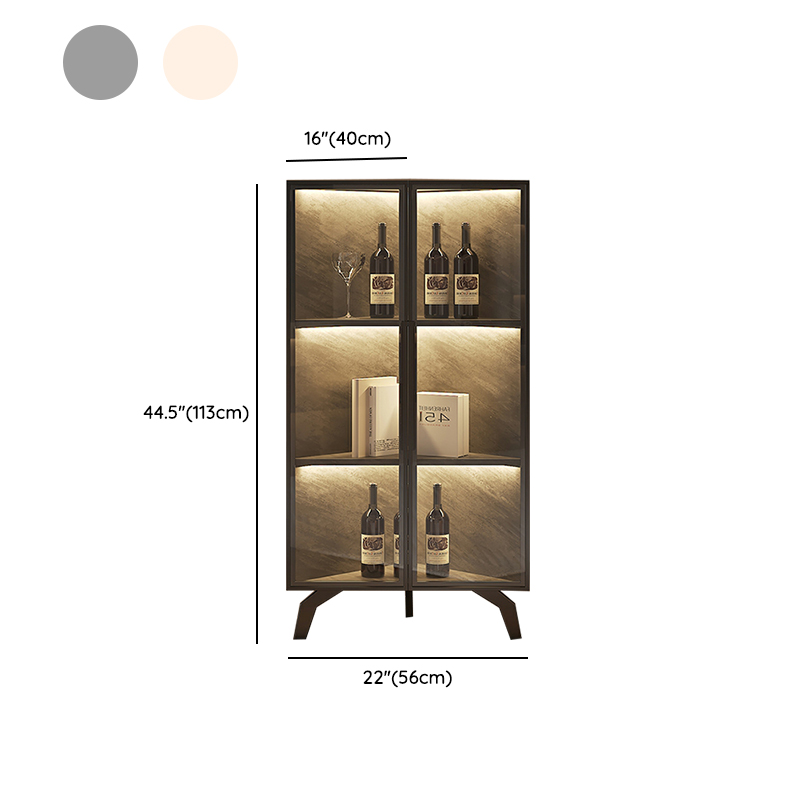 Modern Corner Glass Door Accent Cabinet with Black Metal Base - image 11