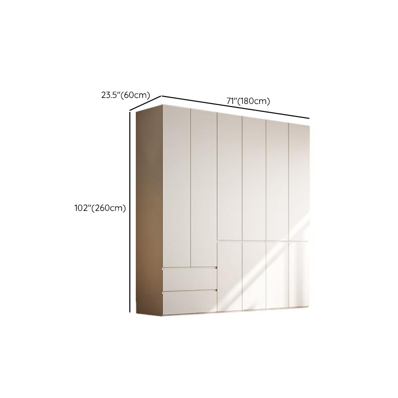 Chalk Modern Natural Wood Standalone Almirah with Soft Close Drawer, Interior Shelves, and Hanging Rod - image 16