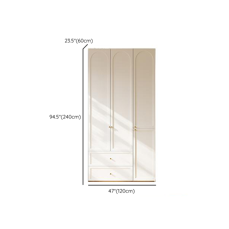 White Minimalist Manufactured Wood Wardrobe Closet with 2 Drawers, Soft Close Door, Interior Shelves, and Clothing Rod - image 11