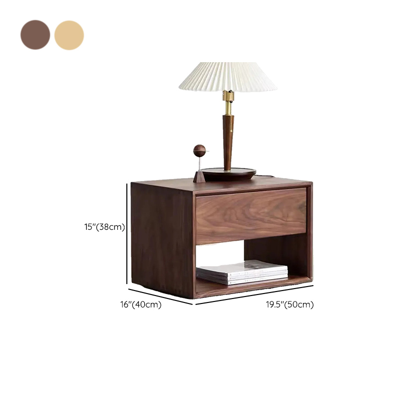 Solid Wood Open Shelf Nightstand with 1 Drawer in a Modish Style - image 14
