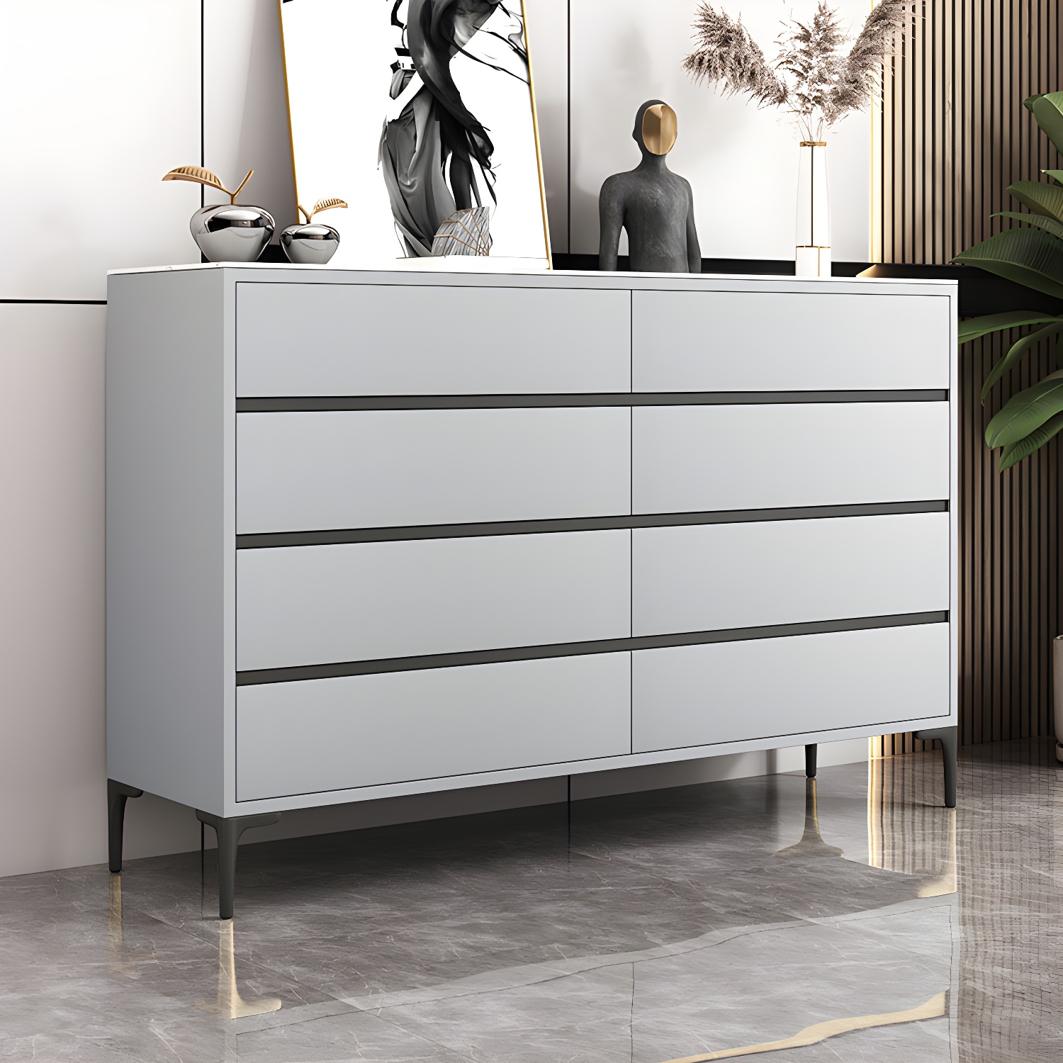 Glam Vertical Stone Storage Chest Bedroom Chest with 8 Drawers - image 6