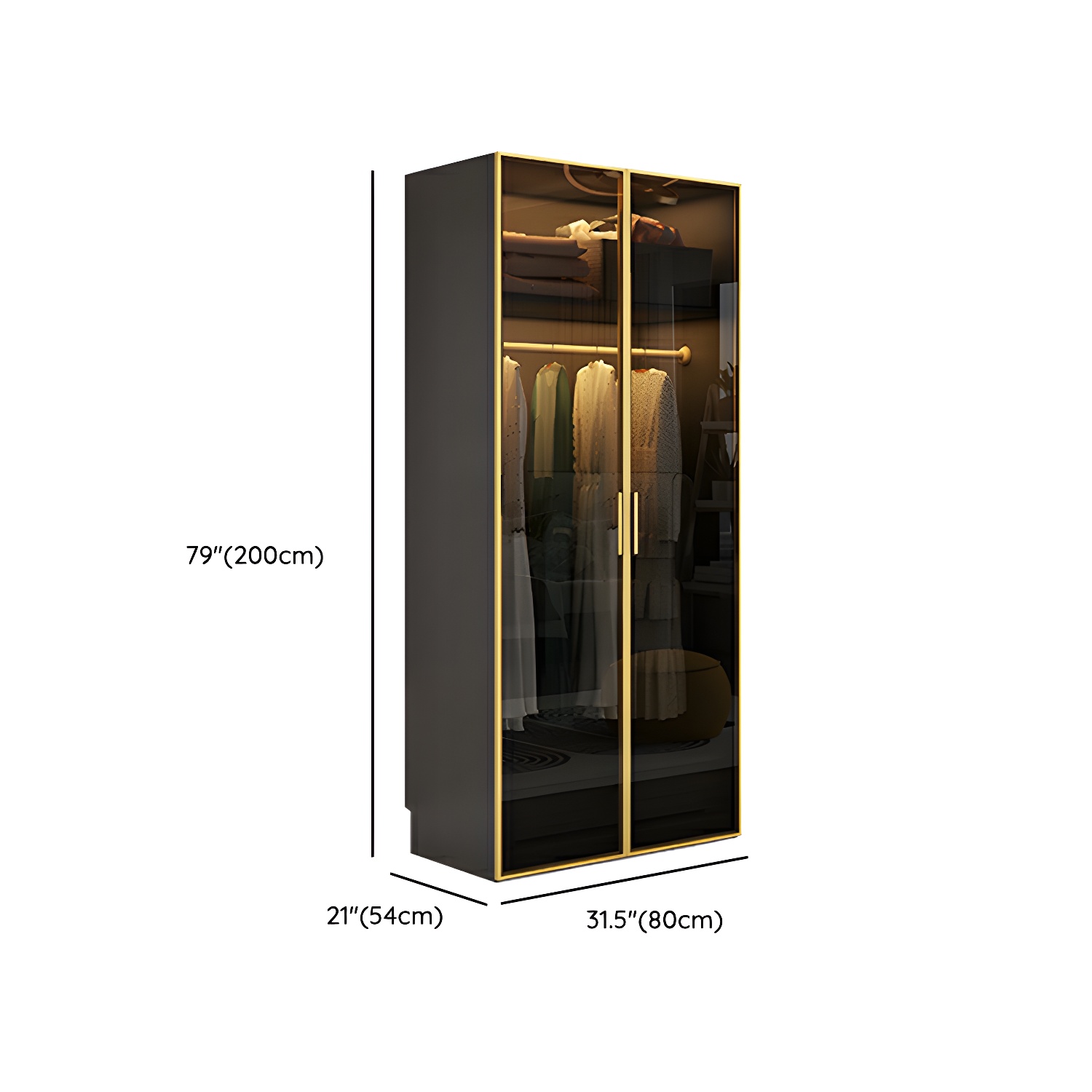 Modern Grey Wood Wardrobe Armoire with Drawers & Adjustable Shelves - image 10