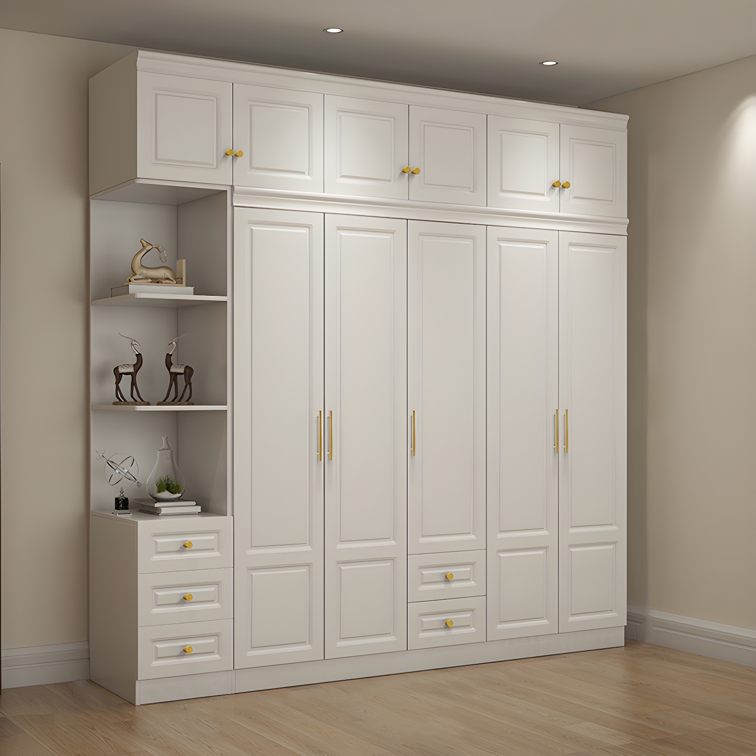 Modern Style Wooden Wardrobe White Colour Soft Close Drawer Wardrobe Closet - image 13