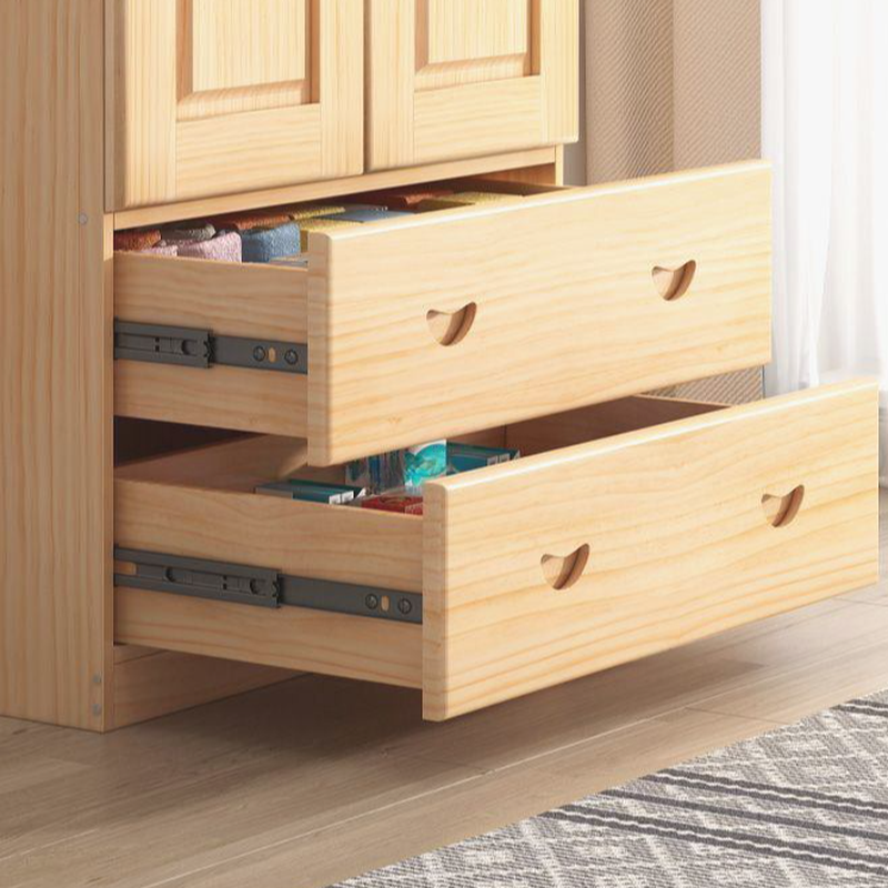 Natural Finish Minimalist Natural Wood Cabinet Armoire with Soft Close Drawer, Soft Close Door, Interior Shelves, and Clothing Rod - image 6