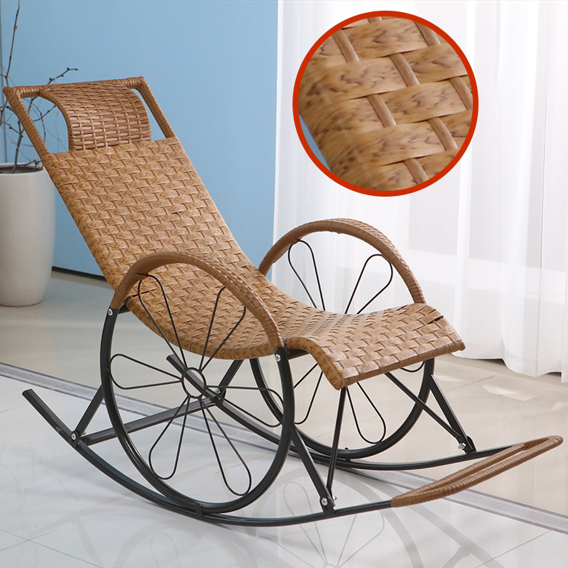 Ergonomic Wicker Front Porch Rocking Chairs with Rear Back, Stationary - image 22