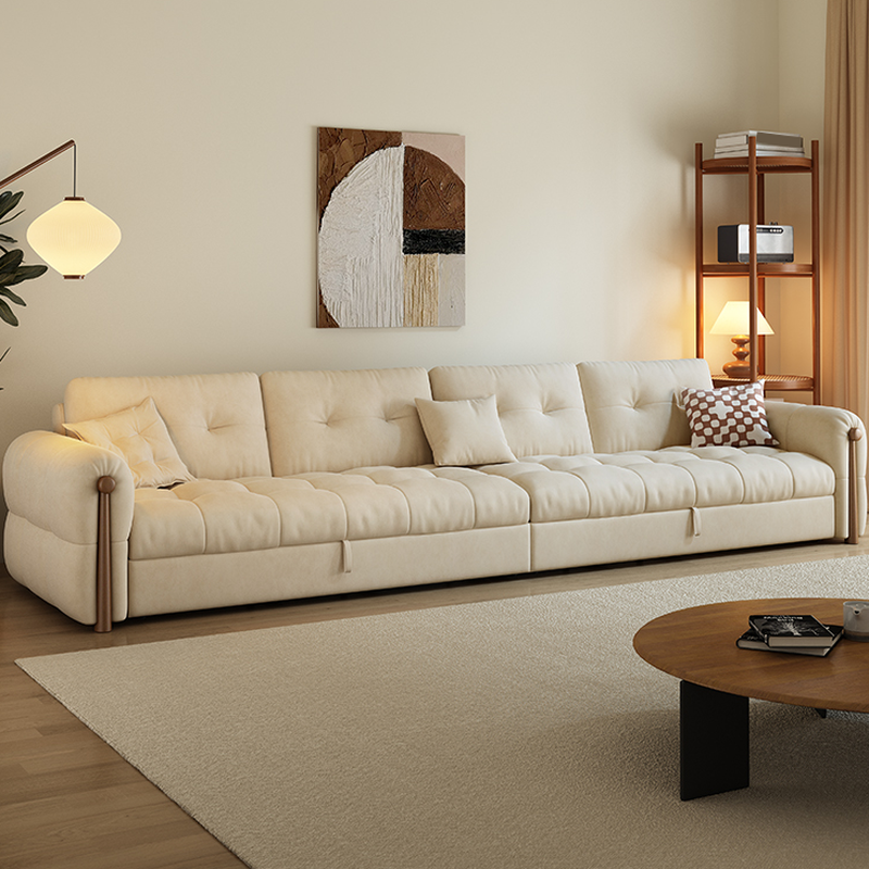 L-Shape/Straight Sofa/Sofa Chaise with Under-seat-storage, Left Hand Facing Orientation, Round Arm, and Button-tufted Details