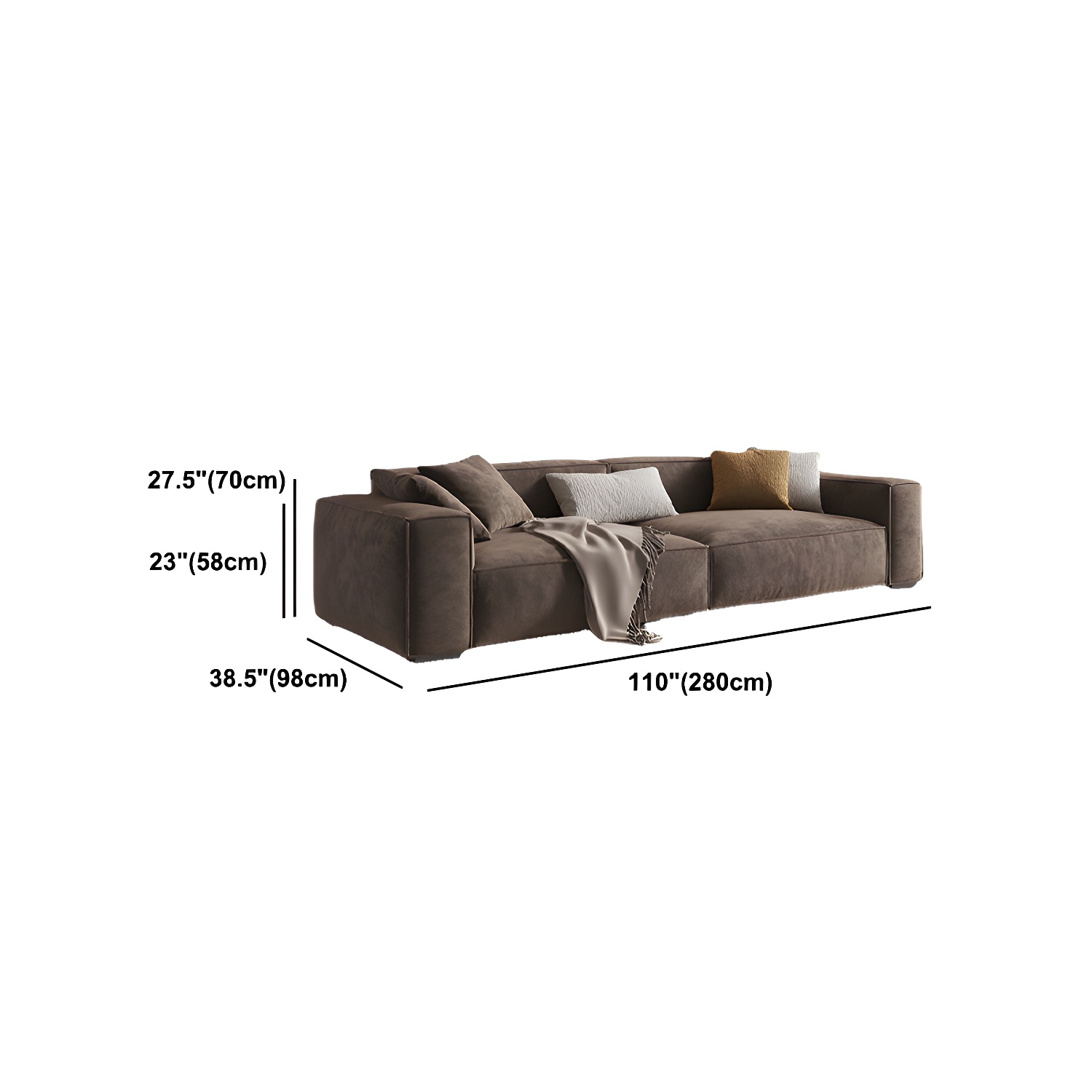 Brown Scandinavian Sectional/Sofa with Square Arm for Apartment - image 16
