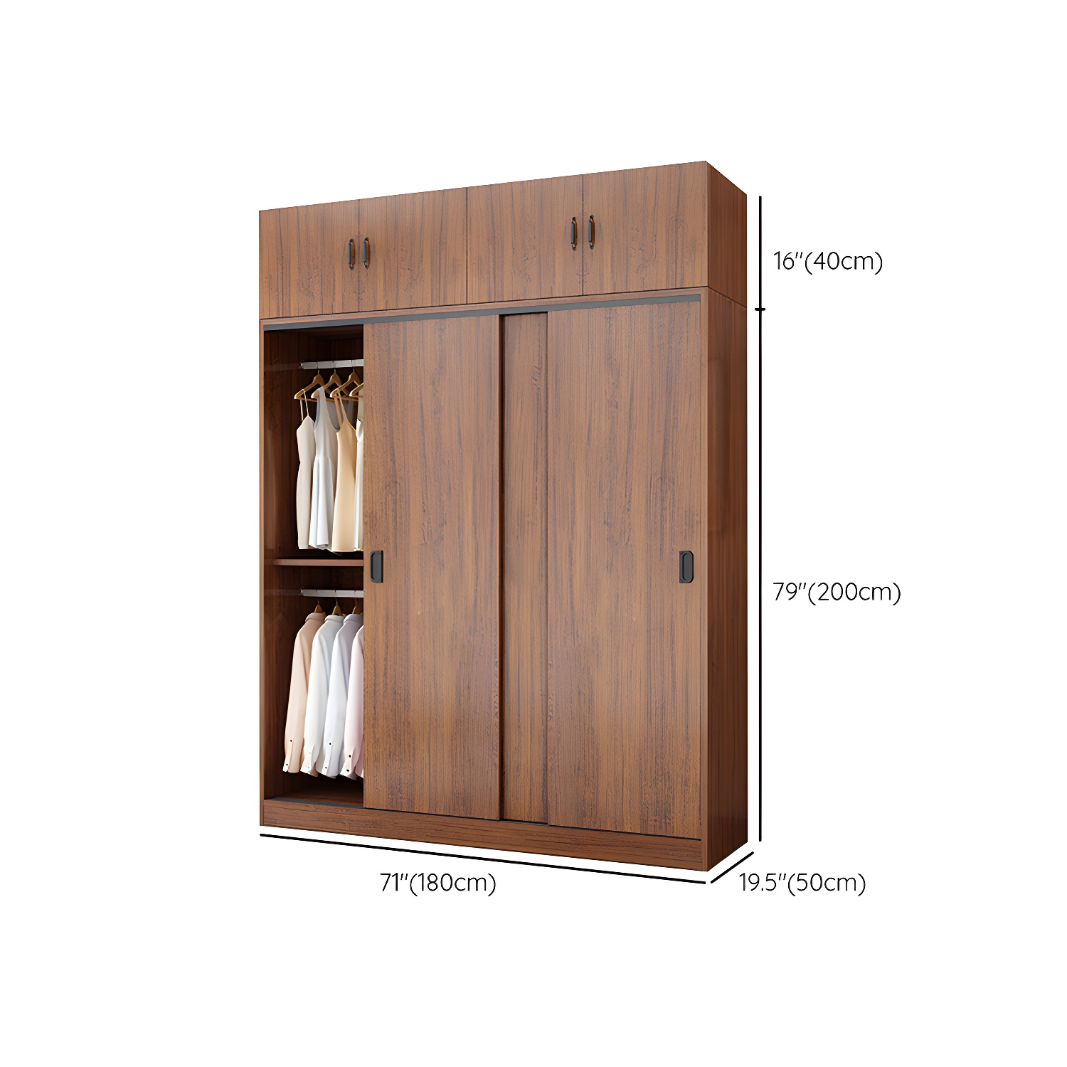 Solid Wood Frame Wardrobe Freestanding Wardrobe with Sliding Doors - image 28