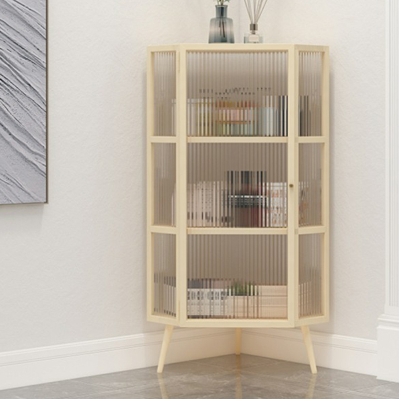 40cm Corner Modern Accent Cabinet with Glass Doors and Iron Base - image 7