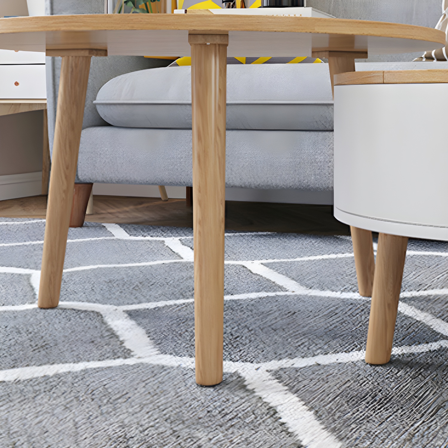Round Solid Wood 3 Legs Coffee Table with Storage Drawers Modern Cocktail Table - image 13