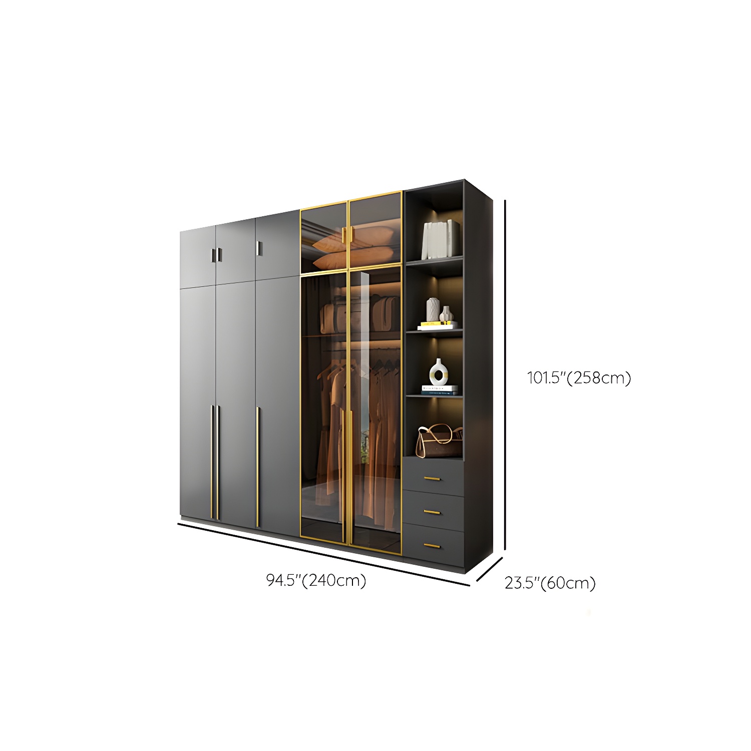 Modern Glass Wardrobe Wardrobe Armoire Wardrobe Cabinet for Home - image 35