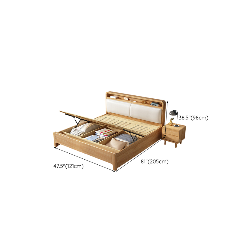 Scandinavian Solid Wood Bed with Four Legs and Upholstered Headboard - image 13
