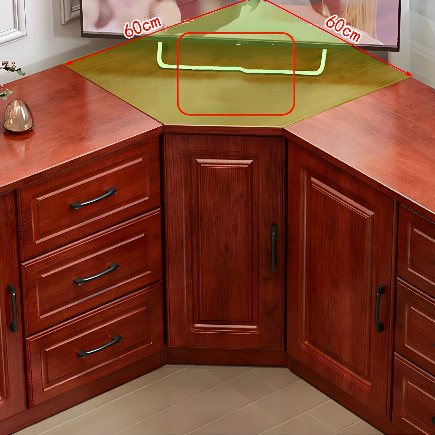 Modern Solid Wood Corner TV Stand Console with 6 - Drawer - 27.56" - image 7