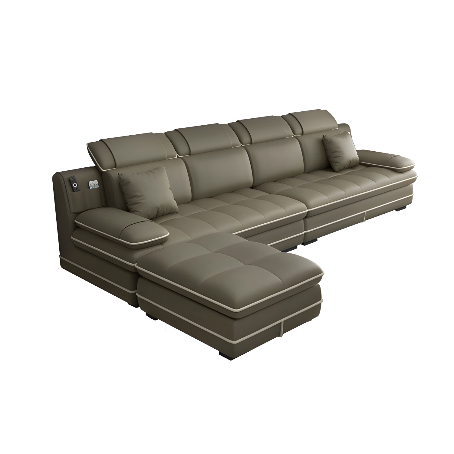 Elegant Gray Curved Sectional Sofa with Scandinavian Wooden Frame - image 2