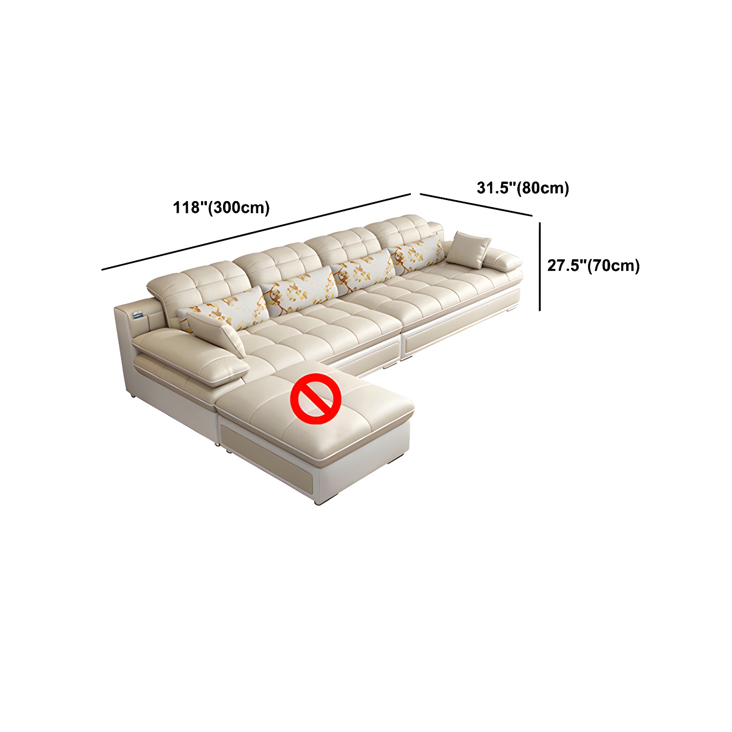 Contemporary Faux Leather Sofa & Chaise Biscuit Back Pillow Top Sofa - image 13