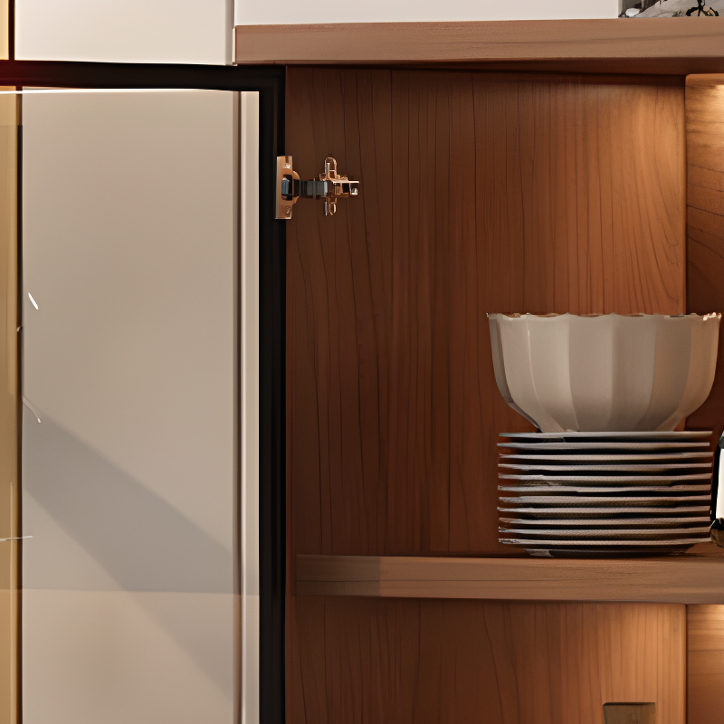 Trendy Sideboard with Cupboard, Narrow/Standard Size, Three Internal Shelves, Composite Wood Countertop, and Glass-panel Door - image 6