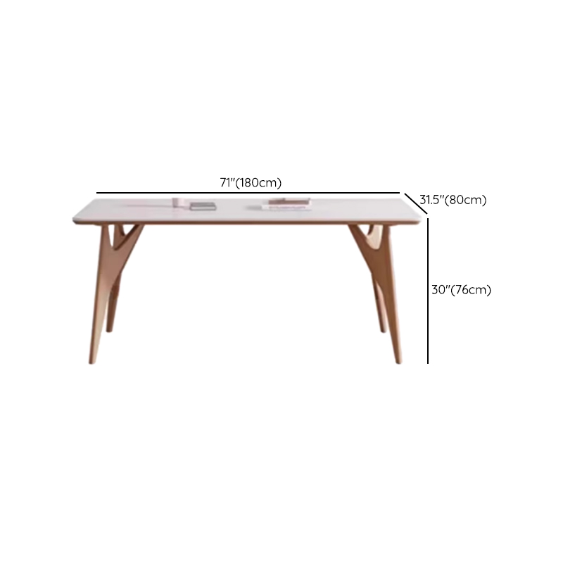 Dining Table Set with Slate Stone Top, Enclosed Back, Fixed Table, Padded Chair for 6 People in White - image 11