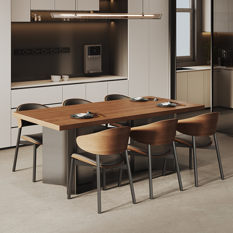 Dining Table Set with Ash Wood Top, Two-sided Pedestal Base, Padded Chair with Back for 6 People/4 People in Auburn - image 3