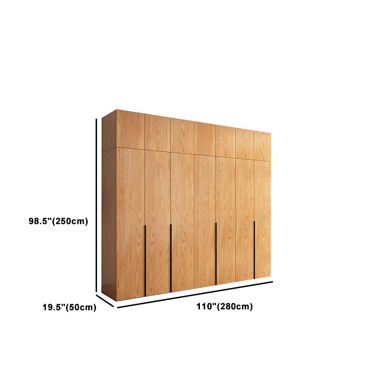 Natural Wood Freestanding Wardrobe Closet with Natural Doors - image 30