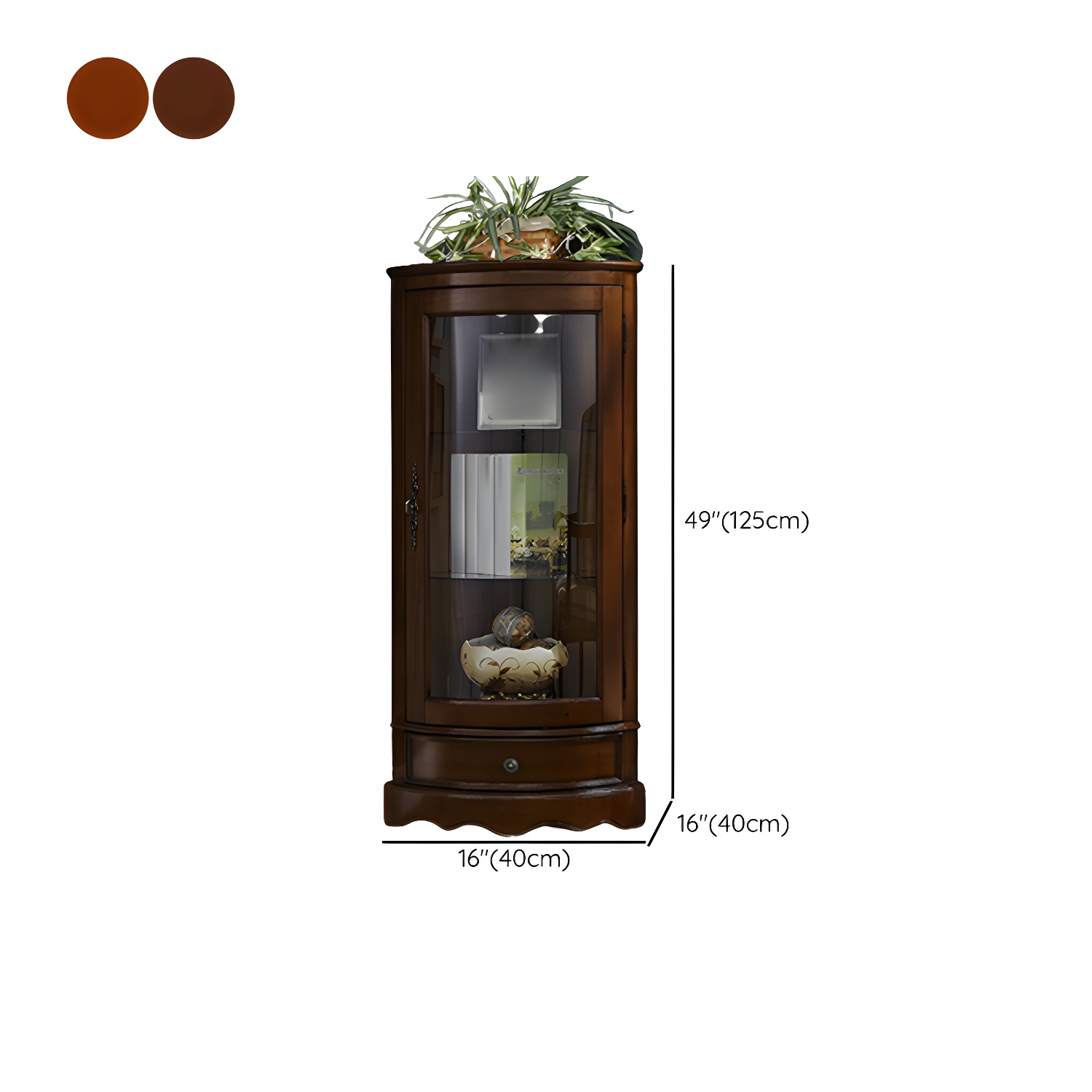 Industrial Triangle Accent Cabinet Solid Wood Storage Cabinet with Glass Doors - image 9