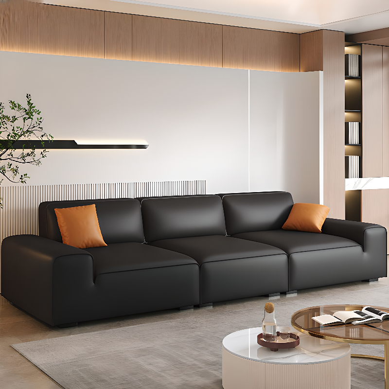 Midnight Black/White Standard Sofa/Loveseat with Armrest for Drawing Room