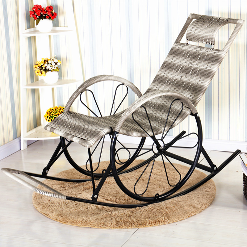 Ergonomic Wicker Front Porch Rocking Chairs with Rear Back, Stationary - image 12