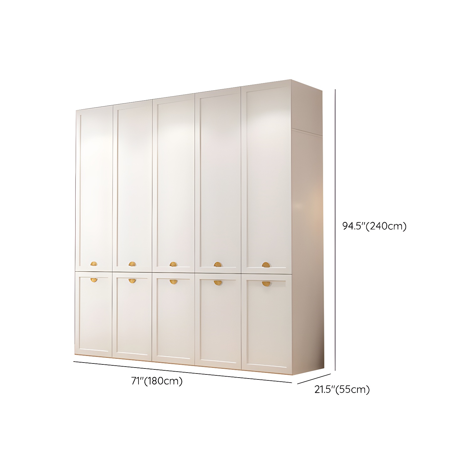 Modern Solid Color Shelves Hinged Doors Cloth Rod Included Cabinet in Beige - image 30