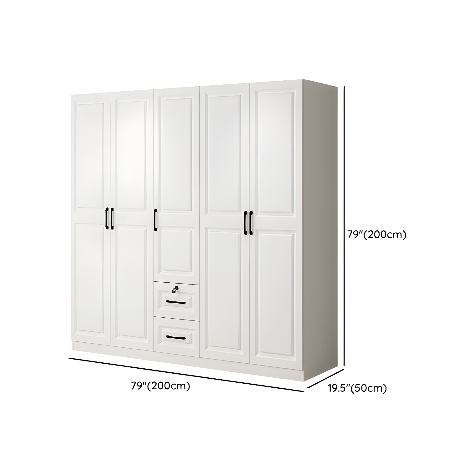Wood White Modern Wardrobe Armoire with Drawers, Shelves, and Clothing Rod - image 18