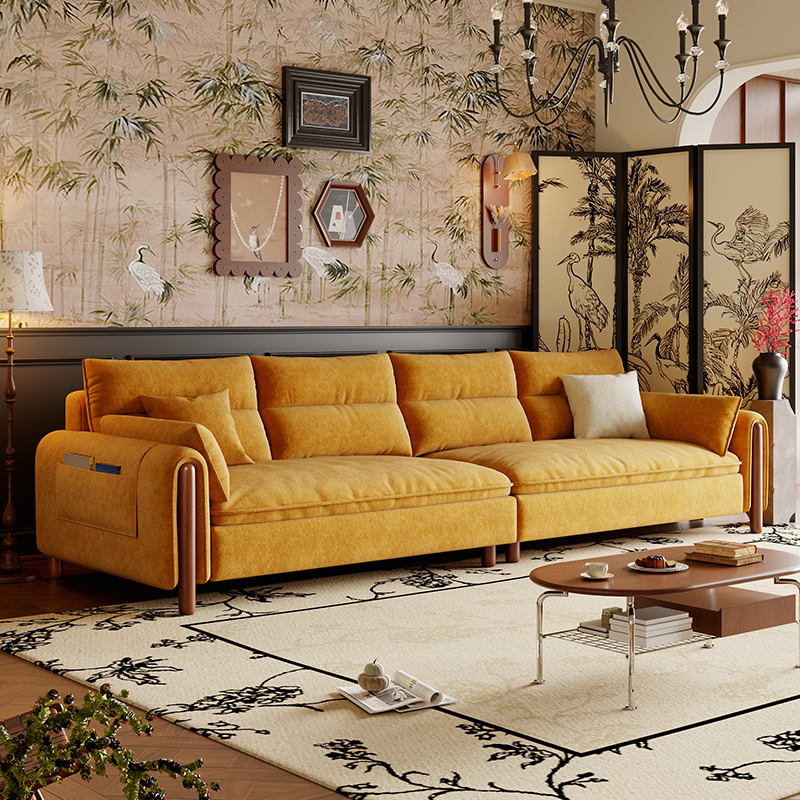 Antique Straight Sofa Chaise for 6, Horizontal Orientation with Round Arm - image 5