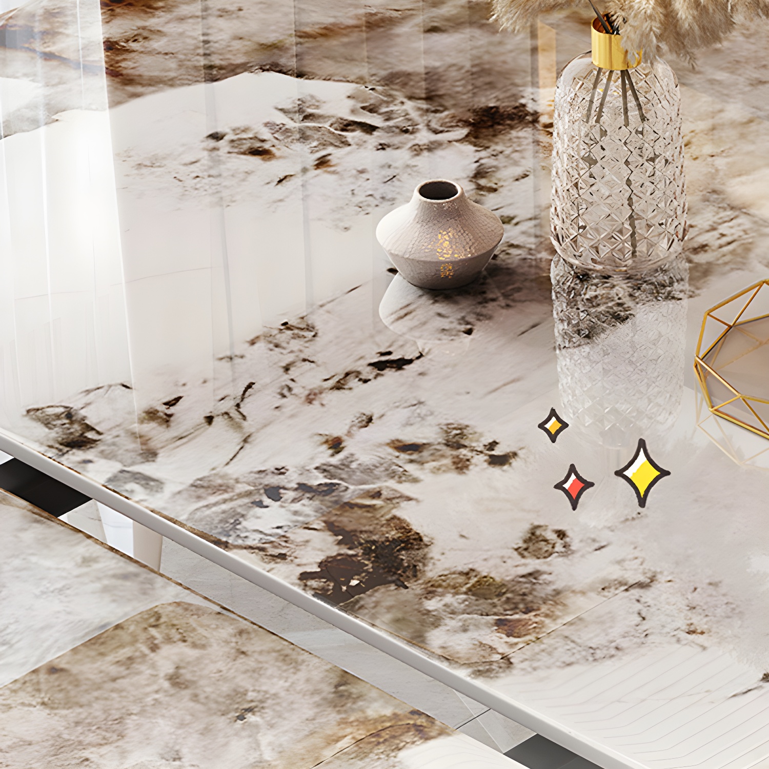 Round Metal Dining Set in White with Gold Pedestal Base and Self-Storing Leaf - 5 Piece Set - image 8