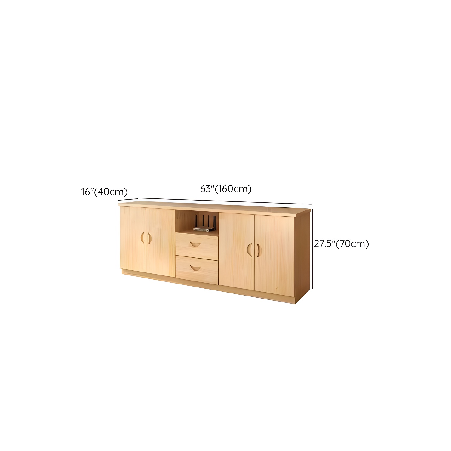 16" Wide Pine Wood Sideboard Table with Doors and Drawers for Living Room - image 13