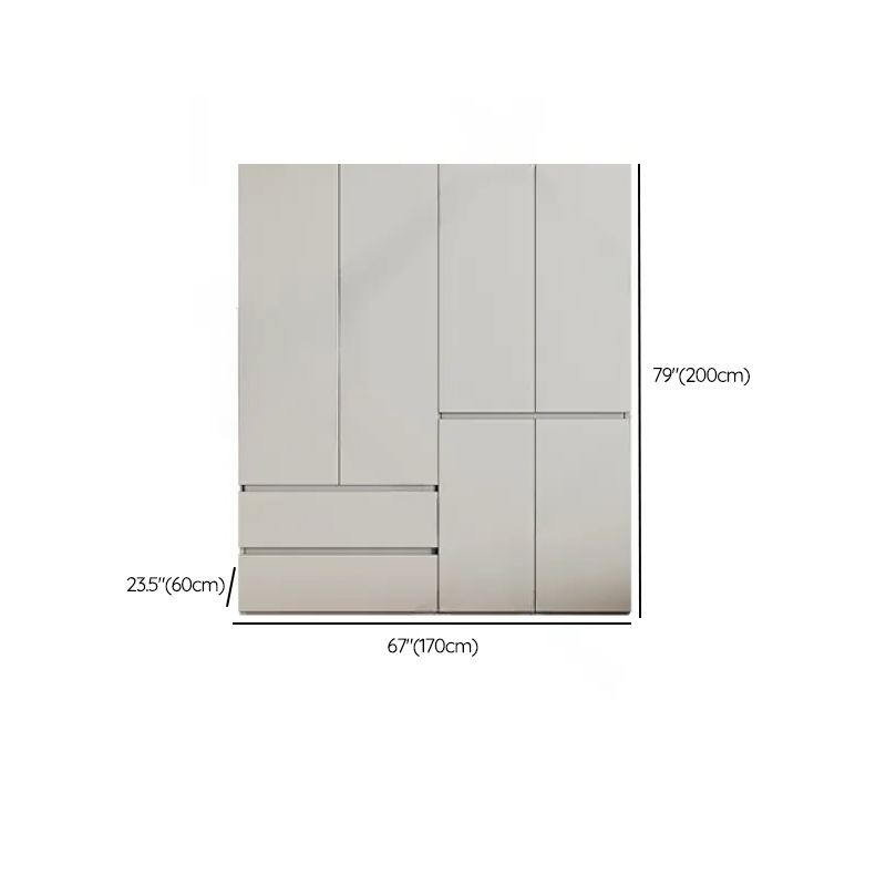 Cream Trendy Reclaimed Wood Wardrobe Armoire with Soft Close Drawer, Soft Close Door, Interior Shelves, and Clothing Rod - image 75