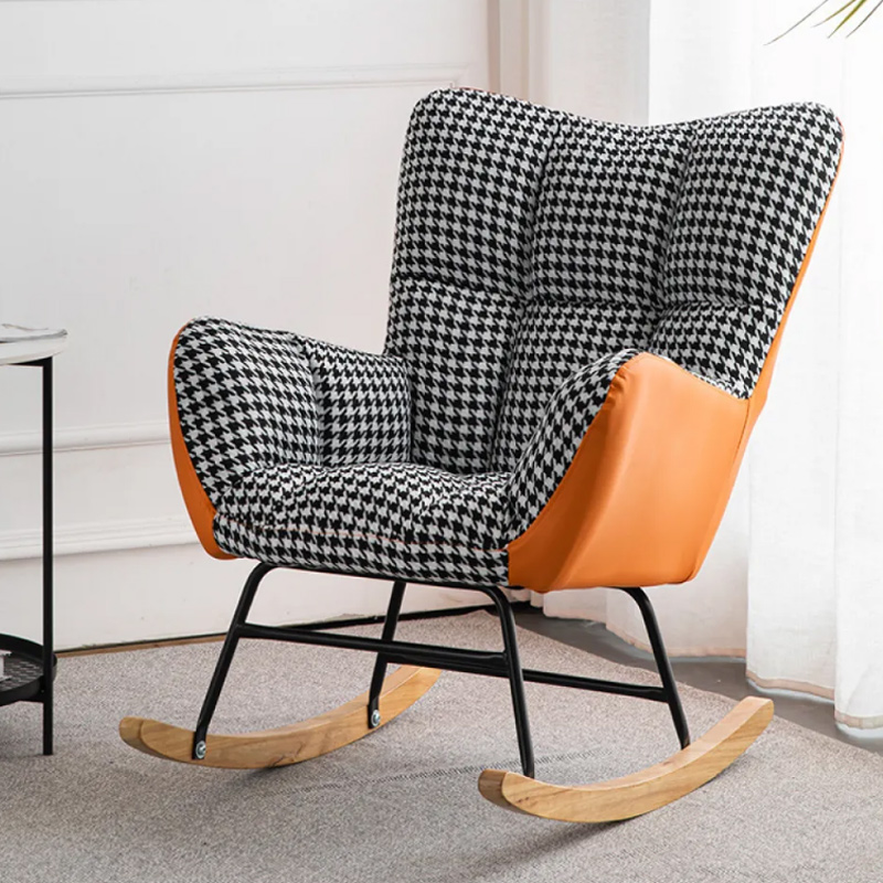 Midnight Black/Olive Green/Lemon Color Ergonomic Stationary Rocking Chair Couch with Rear & Round Arm - image 13
