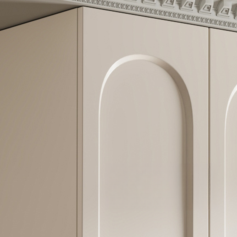 Chalk Modish Laminate Wardrobe Closet with Soft Close Drawer, Soft Close Door, Interior Shelves, and Clothing Rod