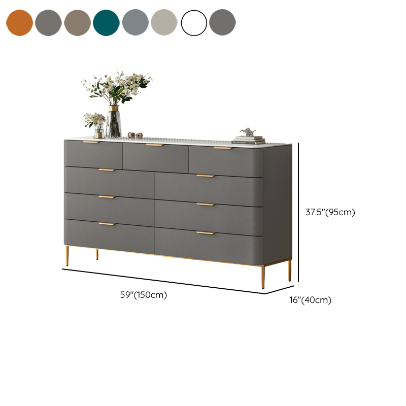 Modern Faux Leather Double Dresser with Solid Wood and Gold Accent Handles - image 15