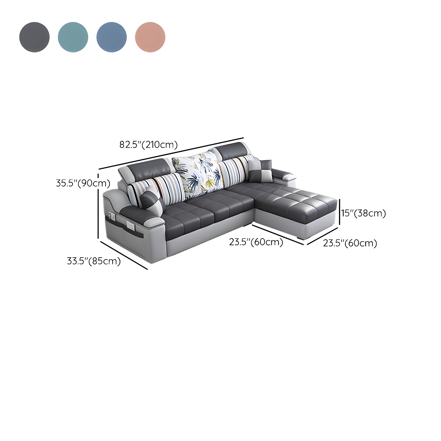 Reversible L-Shape Scandinavian Sectional Sofa with Ottoman and Adjustable Headrest in 2 Piece Set - image 20