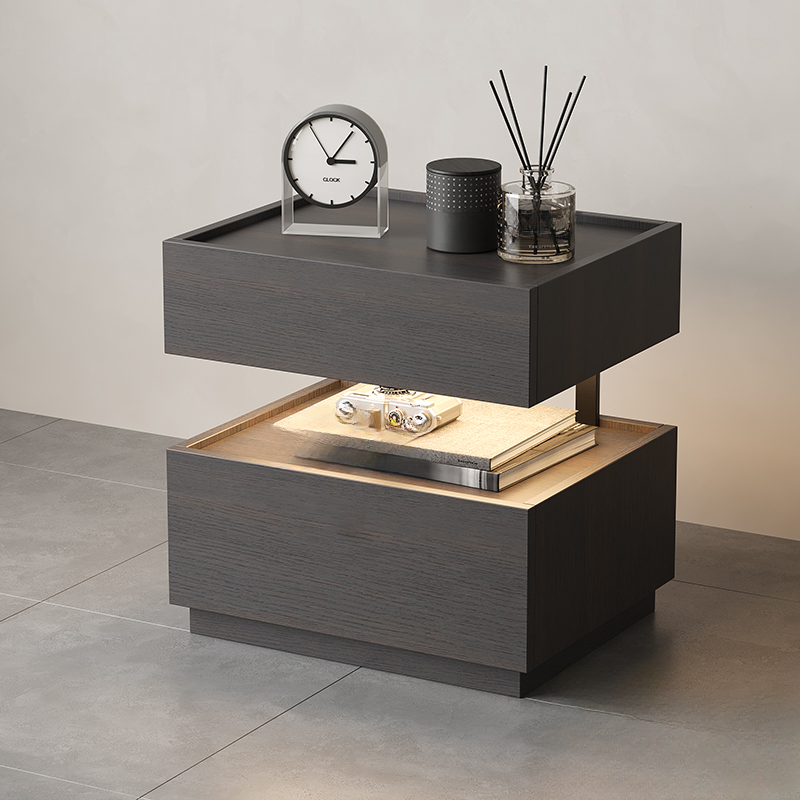 Organic Modern Nightstand With Drawer Organization with Particle Board Wood Countertop and Illuminating Lighting - image 7