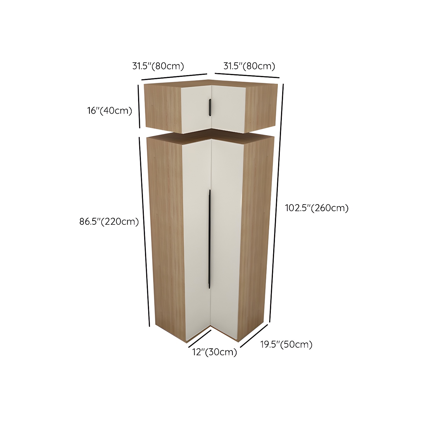 Contemporary Wooden Wardrobe Armoire 80" with Shelves & Soft Close Drawers - image 14