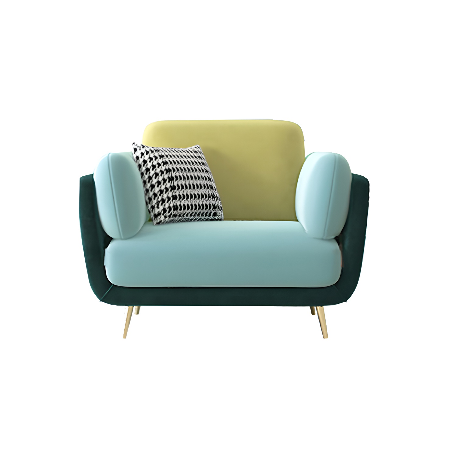 36" High Modern Velvet Square Arm Sofa with 2 Pillows Standard Sofa for Living Room
