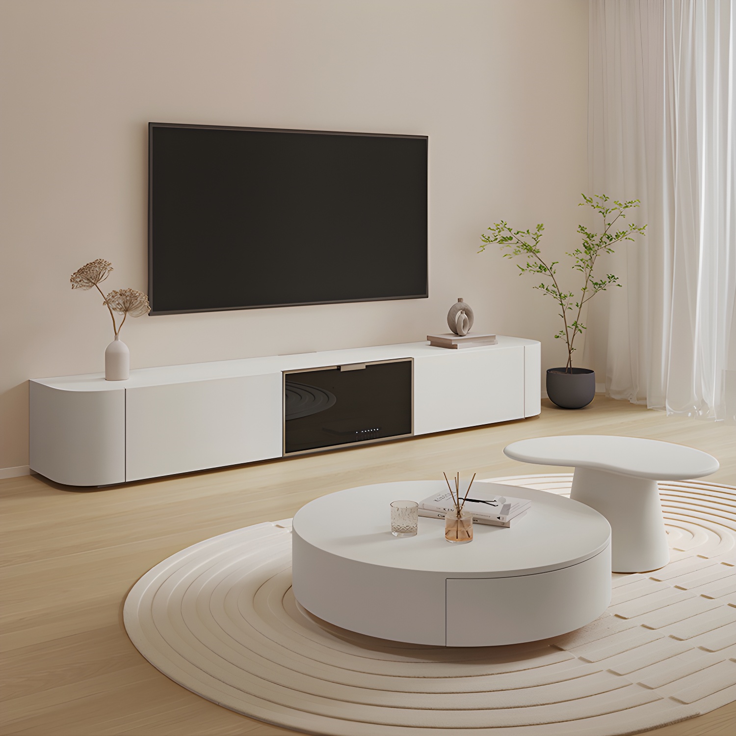 16" W Modern TV Media Console Enclosed Storage TV Stand Console with Drawers - image 4