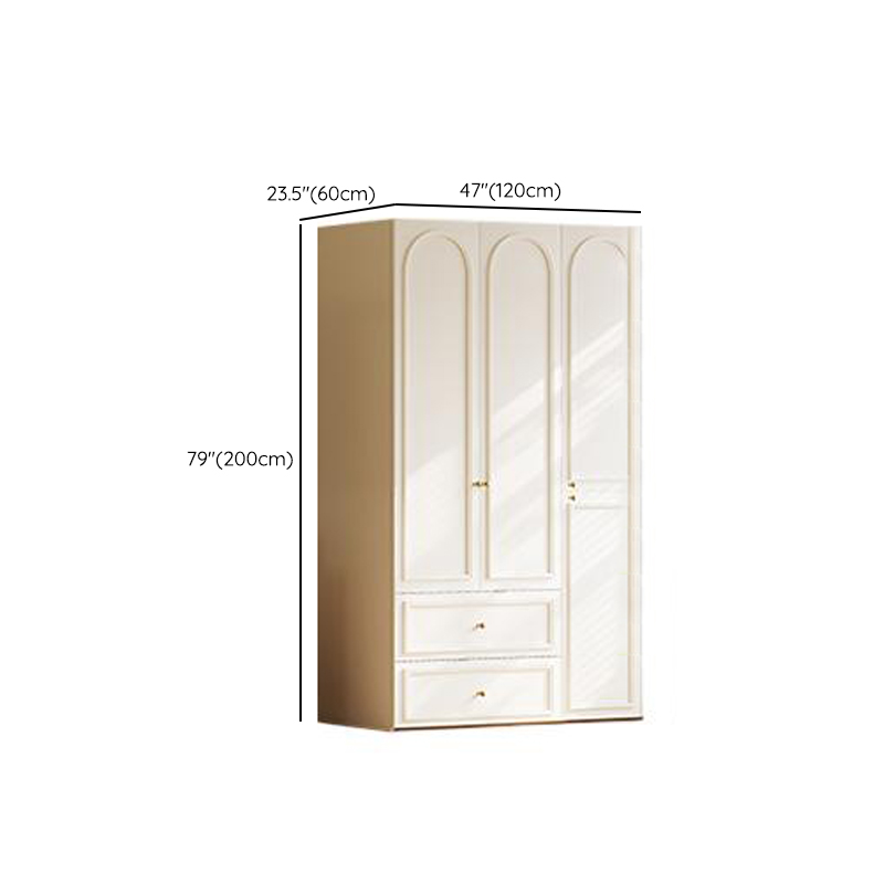 White Minimalist Manufactured Wood Wardrobe Closet with 2 Drawers, Soft Close Door, Interior Shelves, and Clothing Rod - image 6