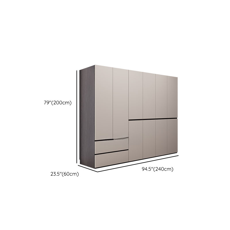 Light Gray Modish Manufactured Wood Independent Armoire Cabinet with 2 Drawers/4 Drawers, Interior Shelves, and Clothing Rod - image 14